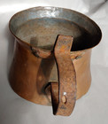 Antique vtg Copper Pot Cast Iron Handle Hand Hammered Old