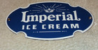 Vintage Imperial Ice Cream  crown 8  Porcelain Metal Dairy Red Gasoline Oil Sign