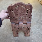 Vintage Hand Carved Folding Wood Book Display Bible Holder Cookbook Stand