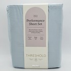 2x Threshold Full Size 400 Thread Count 100  Cotton Sheet Set Lt Blue  White Dot