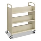 Safco Steel Book Cart Six-shelf 36w X 18-1 2d X 43-1 2h Sand 5357sa