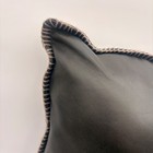 Icon Croft Home Luxurious Genuine Leather Decorative Pillow Dark Brown Square