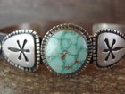 Navajo Indian Sterling Silver Turquoise Bracelet By Emerson Thompson