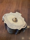 Antique Victorian Silverplate Silver Biscuit Tin   Tea Caddy  Rams Head Etched