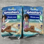 Lot Of 2 - Pampers Splashers Swim Diapers Size 5   17 Count  Size  large  New