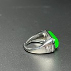 Real Natural Inlay High Ice Burmese Green Jade Jadeite  Amulet Rings