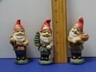  3  Vintage Painted Garden Gnomes   Christmas Elves Ceramic Figurines    4-1 2 h