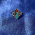 Vintage Sterling Silver Turquoise Coral Navajo Ring Sz 4 Native American Indian