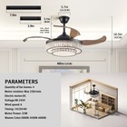 Black Led 48 Inch Ceiling Fan Crystal Light Retractable With Remote Control Kit