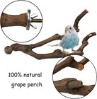 Kathson Natural Grape Wood Bird Perch Set For Small Parrots - 3 Pieces