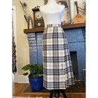 Vintage S m Brendella Wool Tartan Kilt Skirt White Plaid Ireland Wrap Buckle 28   