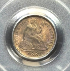 1887 Seated Liberty Dime- Pcgs Graded Ms62 Amazing Toning   Luster In Old Holder
