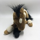 Fao Schwarz Horse Plush 14  Blue Ribbon White Brown Black Mane Animal 