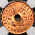 1943 Ngc Ms 66 Rd Southern Rhodesia 1 2 Penny George Vi Coin Pop 4 1  25042901c 