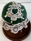 Vintage Christmas Metal Thread Spool Holder   Pin Cushion Lace Beading Seasonal