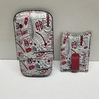 Alec Bradley 3 Finger Leather Case   Skinny Wallet Set- Colorful Graphic