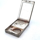 Art Deco Silver Plate Guilloche Floral Enamel Rectangle Rouge Compact