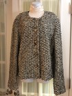 Nwt St John Knit Black Ecru Tweed All Season Jacket Blazer Cotton Wool Size 18