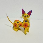 Oaxaca Mexico Hand Painted Cat Figurine Folk Art Signed By Artist