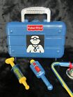 Fisher-price Vintage Toy Medical Doctor Kit Blue Hard Case W 3 Accessories