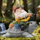 Solar Dwarf Turtle Flower Outdoor Statue Garden Decoration Halloween Gift