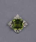 Antique Lab-created Peridot 15mm Vintage Brooch Pin Sterling Silver 925