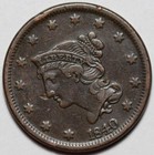 1840 Braided Hair Liberty Head Large Cent - Us 1c Copper Coin