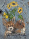 Long Jean Jacket Custom  Painted Corgi One Of A Kind By Sun Belt Denim Sz Large