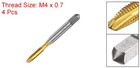 4pcs Spiral Point Tap M4 X 0 7 Metric Thread Titanium Coated High Speed Steel