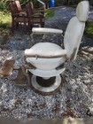 Antique Koken 1960   s Barber Chair  With Hydraulics  White