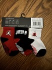 Nwt Jordan Boys Toddler Socks Grippers 3 Pair  Sz 2 T - 4 T Red  Black White