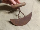 Antique   a 1900 Pastry Cutter Chopper Crescent Blade 5 5x5 75  Turned Wood Grip