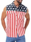 Mens 4th Of July Denim Vest American Flag Print Sleeveless Xx-large Usa Flag