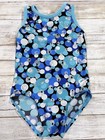 Gk Elite Girls Child Medium Cm Blue Dot Leotard W  Bow   Foil Cl Shorts Set