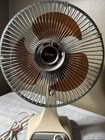 Vintage 80 s Lasko Almond 2 Speed Oscillating Fan 12  Translucent Amber Blades