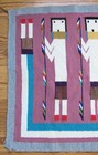 Vintage Navajo Indian 4 Yei Figures   Rainbow Guardian Rug Textile Weaving