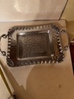 Vintage Cromwell Hand Wrought Hammered Aluminum Serving Tray Ruffled Edge
