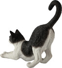 4 7 8 Inch Black And White Cat Stretching Resin Hand Painted Figurine