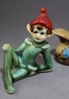 Lot Of 3 Vintage Mcm Japan Elves Pixies Reclining Sitting Coming Out Of Shoe Bn