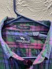 Steeplechase Long Sleeve Shirt Purple Green Plaid Vintage Mens Size Large