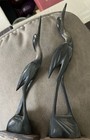 Vintage Pair India Crane Heron Birds Hand Carved Horn Figurines Mid-century Mcm