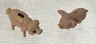 2 Vintage Miniature Dollhouse Toy Painted Metal Pig Figurines