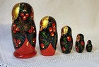 Vtg Gold Russian Matryoshka Babushka Nesting Dolls Wooden Hand Painted Gorgeous