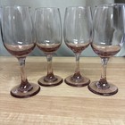 Libbey Glass Plum Rose Premiere Wine Glasses Pink Stemware  set Of 4 7 25    Tall