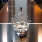 Vintage Sheffield England Silver Plated   Glass Sugar Scuttle marmalade Server