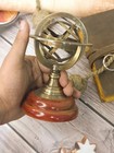 Antique Vintage Zodiac Brass Armillary Sphere With Wooden Base 5 Inch  Gift Item