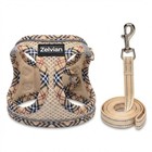 Cat Harness Leash Set Escape Proof Adjustable Mesh Vest Reflective Beige Xxs