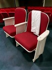 2 Theater Seats  Vintage Red Upholstered Tip-up Cinema Auditorium Seating  A61