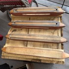 4 Vintage Lowell Shuttle Co Wood Shuttle Bobbin Loom 16 25 Inch Metal Tips