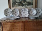 1780s Porcelain Dessert Set Hand Painted Flowers Gold Trim Probably British